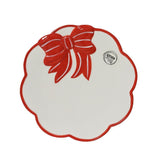 Kitchen Goods Dolomite Dinner Plate with Red Bow 24cm - White